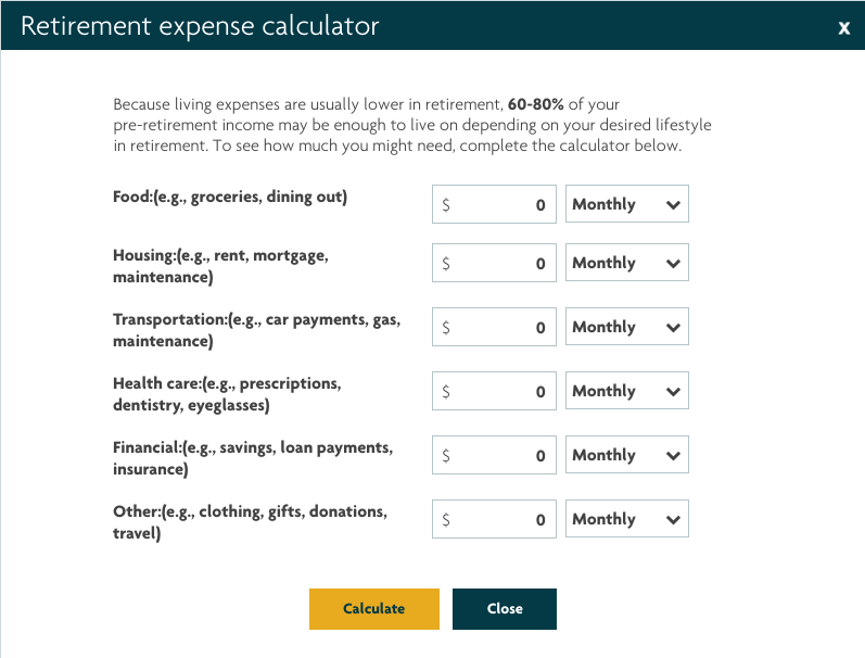 Retirement Expense Calculator