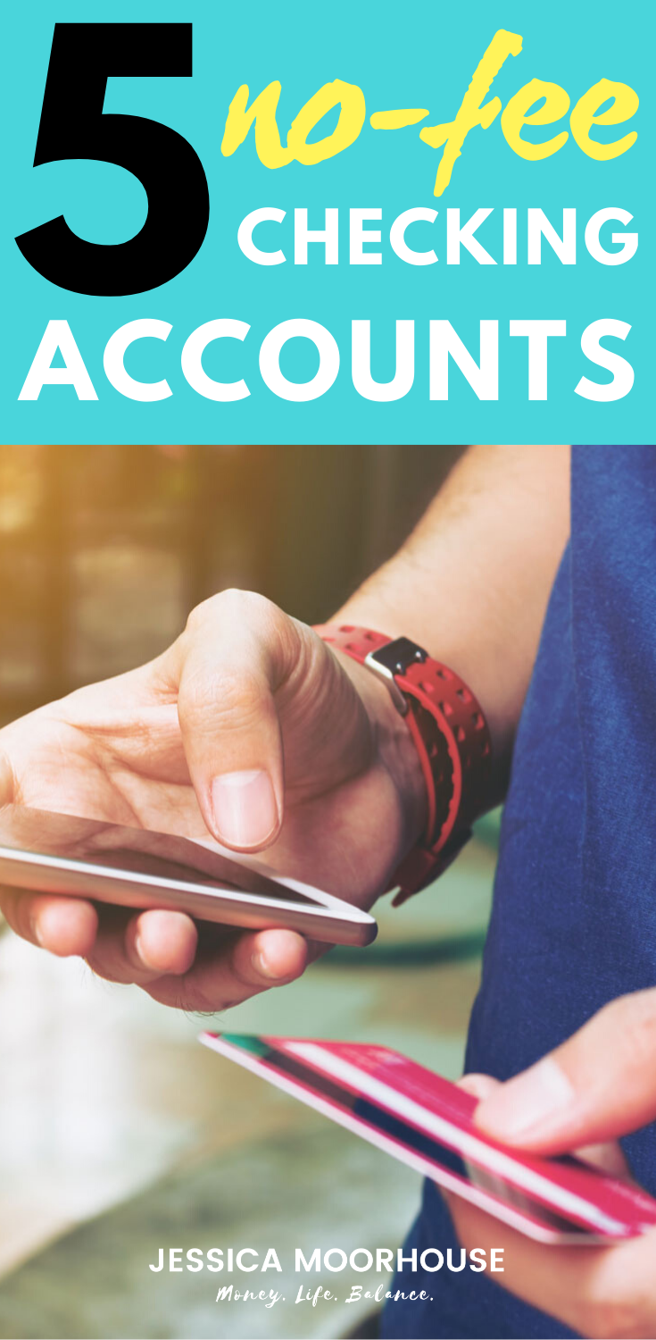 Stop paying bank fees, there is a better way! And here are 5 great banks that offer FREE checking accounts you can switch to. #personalfinance #nofeebanks #freecheckingaccounts #banking #money #finance