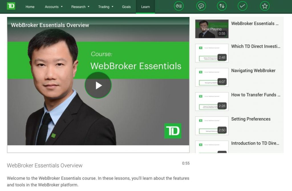 TD Direct Investing WebBroker Essentials course